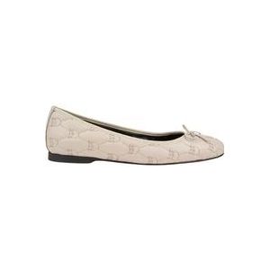 Pinko Witte Leren Gewatteerde Ballerina Schoenen , Beige , Dames , Maat: 41 EU