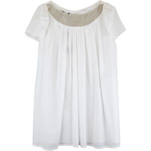 Elisabetta Franchi, Dames, Jurken, Wit, Maat: S Katoen,