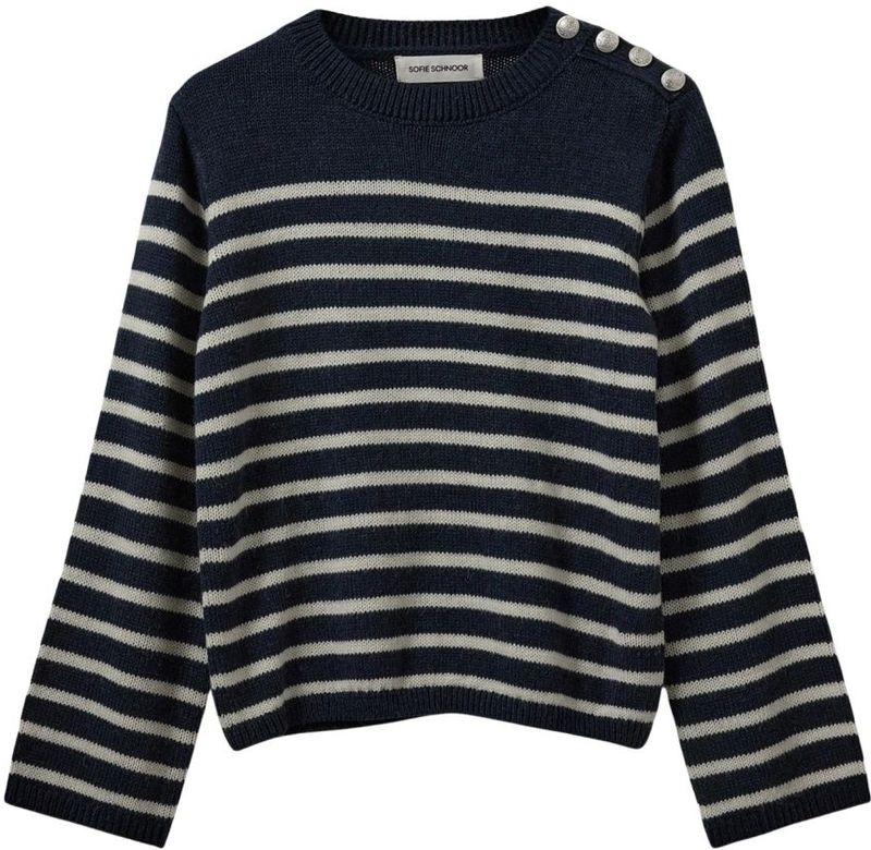 Sofie Schnoor - Tildasw - Sweater - Zwart - Ronde Hals - Gestreept Patroon