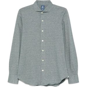 Finamore, Heren, Overhemden, Groen, Maat: L Katoen,