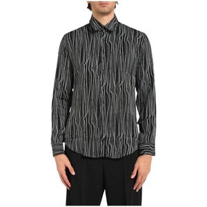 Patrizia Pepe, Heren, Overhemden, Zwart, Maat: 2XL Viscose,