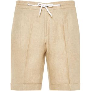 Barba, Heren, Korte broeken, Beige, Maat: XL Linnen,
