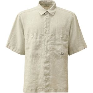 C.p. Company, Heren, Overhemden, Beige, Maat: L Linnen,