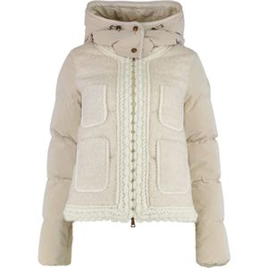 Moncler, Dames, Jassen, Beige, Maat: XS Nylon,