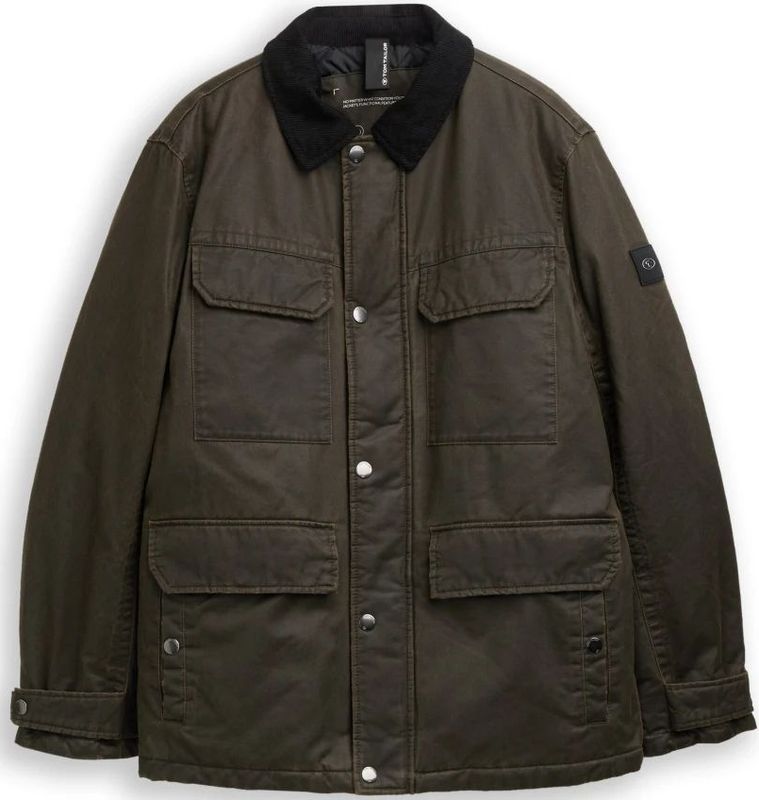 Tom Tailor - Outdoorjack - Donkerbruin melange - Met Verstelbare Taille - 4 Opgestikte Zakken