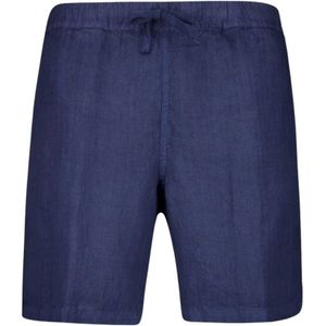 120% Lino, Heren, Korte broeken, Blauw, Maat: 4XL Linnen,