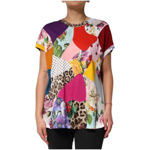 Dolce & Gabbana, Dames, Tops, Veelkleurig, Maat: 2XS Katoen,