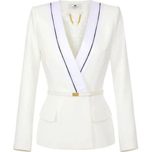 Elisabetta Franchi, Dames, Jassen, Beige, Maat: XS Leer,