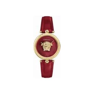 Versace Palazzo Empire Rood Lederen Gouden Horloge , Red , Dames , Maat: ONE Size