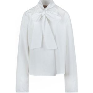 Semicouture, Dames, Blouses & Shirts, Wit, Maat: M Katoen,