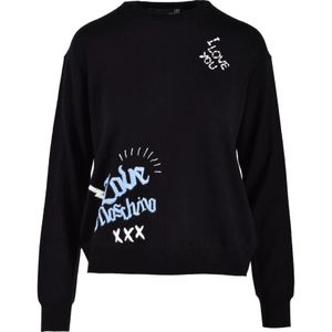 Love Moschino, Dames, Truien, Zwart, Maat: M Wol,
