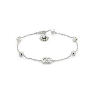 Gucci Armband van sterling zilver en parelmoer met dubbele G en bloemdetails , Gray , Dames , Maat: ONE Size