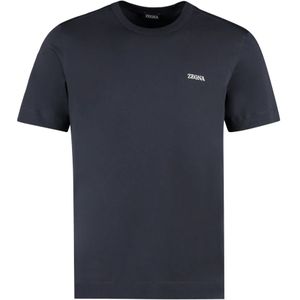 Zegna, Heren, Tops, Blauw, Maat: M Katoen,