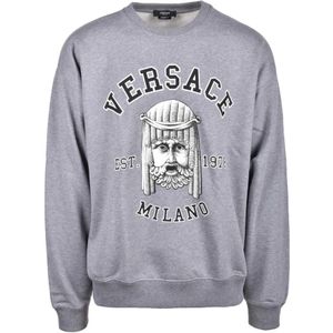 Versace, Heren, Sweatshirts & Hoodies, Grijs, Maat: M Katoen,