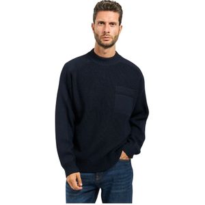 Boss Orange - Andern - Gebreide Trui - Donkerblauw - Ronde Hals - Relaxed Fit