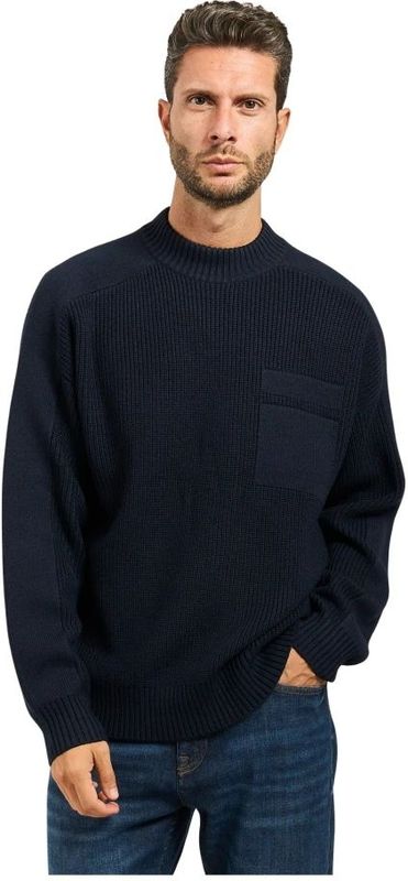 Boss Orange - Andern - Gebreide Trui - Donkerblauw - Ronde Hals - Relaxed Fit