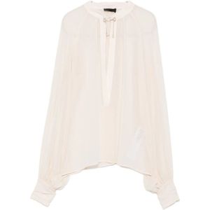 Liu Jo, Dames, Blouses & Shirts, Beige, Maat: M Poliester,