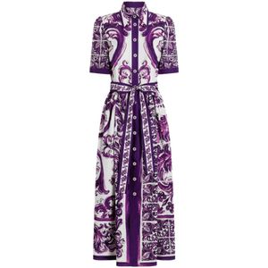 Dolce & Gabbana, Dames, Jurken, Paars, Maat: XS Katoen,