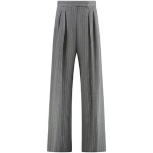 Max Mara, Dames, Broeken, Grijs, Maat: L Wol,