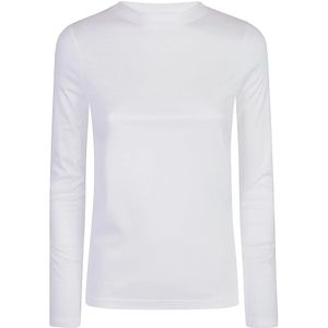 Eleventy - T-shirt - Wit - 70% Tencel 30% Katoen - Lange Mouwen