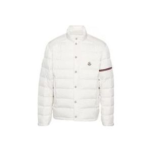 Moncler Gewatteerde jas met streepdetail , White , Heren , Maat: M