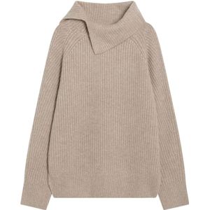 Loulou Studio, Dames, Truien, Beige, Maat: S Leer,