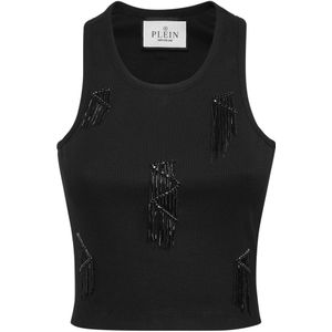 Philipp Plein, Dames, Tops, Zwart, Maat: XS Jersey,