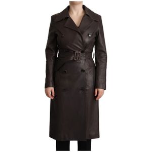 Dolce & Gabbana, Dames, Mantels, Bruin, Maat: XS Leer,