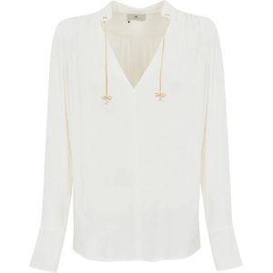 Elisabetta Franchi, Dames, Blouses & Shirts, Beige, Maat: XS Viscose,
