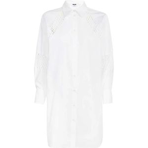 Msgm, Dames, Jurken, Wit, Maat: 3XS Katoen,