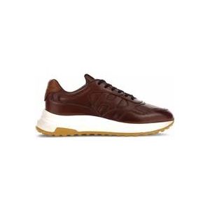 Hogan Hyperlight Bruine Leren Sneakers , Brown , Heren , Maat: 39 EU