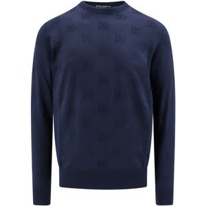 Dolce & Gabbana, Heren, Sweatshirts & Hoodies, Blauw, Maat: L Zijde,