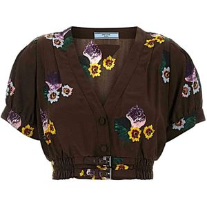 Prada, Dames, Blouses & Shirts, Veelkleurig, Maat: S Poliester,