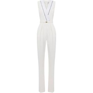 Elisabetta Franchi, Dames, Jumpsuits & Playsuits, Wit, Maat: XS Satijn,