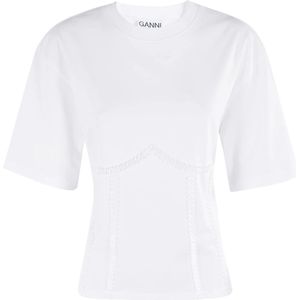 Ganni, Dames, Tops, Wit, Maat: XL Katoen,