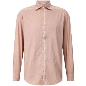 Massimo Alba, Heren, Overhemden, Bruin, Maat: M Katoen,