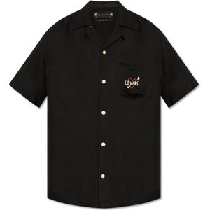 AllSaints, Heren, Overhemden, Zwart, Maat: S Satijn,