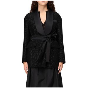 Max Mara, Dames, Jassen, Zwart, Maat: XS Satijn,