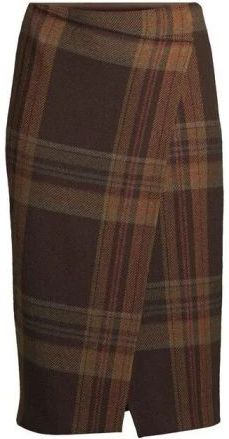 Polo Ralph Lauren - Wikkelrok - Bruin - Wol-Blend - Midi Lengte