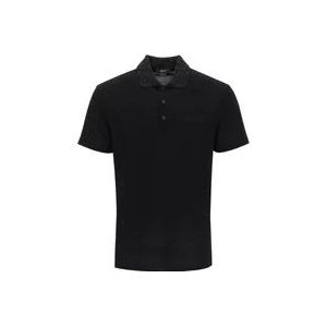 Versace Polo met Kristalversiering , Black , Heren , Maat: S