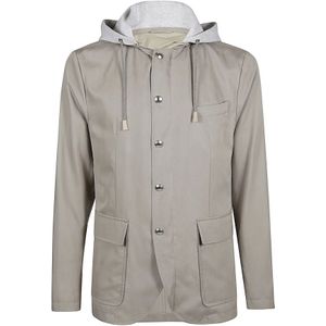 Eleventy, Heren, Jassen, Grijs, Maat: S Zijde,