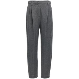 Brunello Cucinelli, Dames, Broeken, Grijs, Maat: M Katoen,