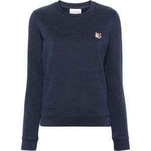 Maison Kitsuné, Dames, Sweatshirts & Hoodies, Blauw, Maat: M Katoen,