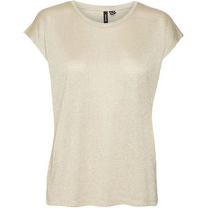 Vero Moda - Vmsarah Ava Ss Top - Goud - T-shirt - Korte Mouwen - Glitterdetail