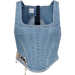 Pinko, Dames, Tops, Blauw, Maat: 2XS Denim,