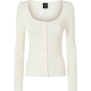 Pinko - Witte Love Birds Cardigan - Dames - Katoen
