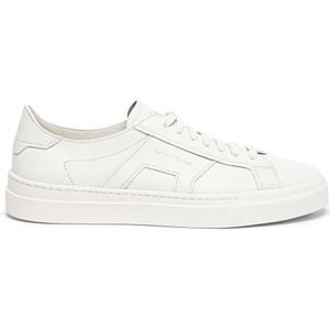 Santoni Heren leren dubbele gesp sneaker , White , Heren , Maat: 44 EU