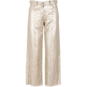 Max Mara, Dames, Broeken, Geel, Maat: M Katoen,