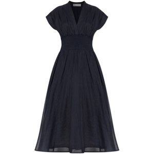 Tory Burch, Dames, Jurken, Blauw, Maat: S Katoen,