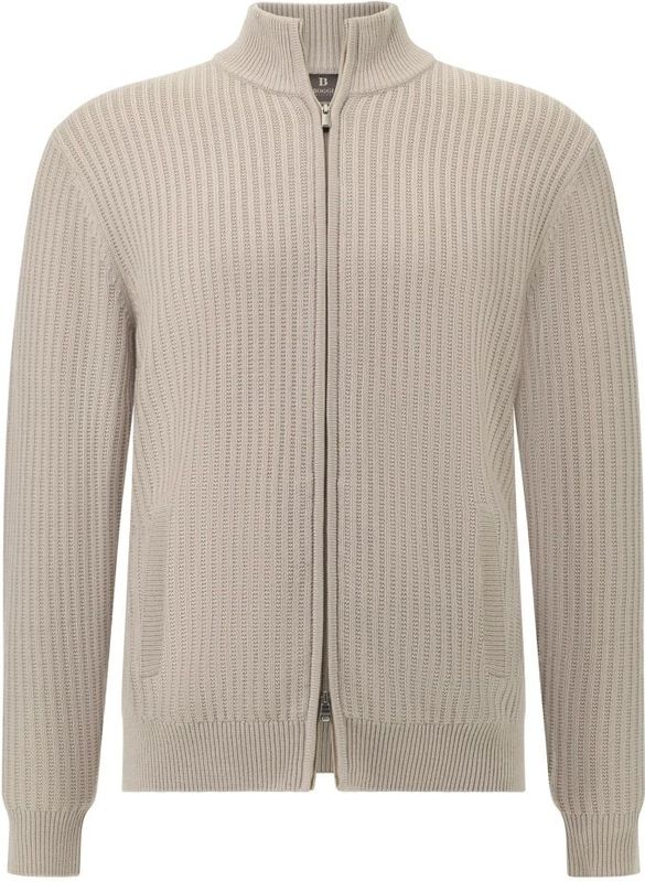 Boggi Milano - Merino Wool Full Zip Rib Sweater - Beige - Heren